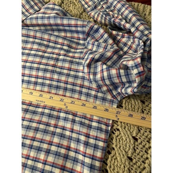 Lands End Mens Supima No‎ Iron Oxford Shirt XL 17-17.5 Plaid 100% Cotton - Picture 10 of 12